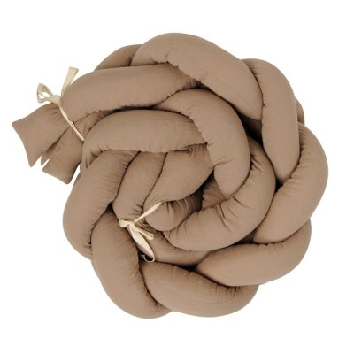 BABYMATEX Spjälsängsskydd muslin flätad fläta - brun 200 cm