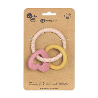 PETITE&MARS Kousátko silikonové Love Cute Pink 0m+