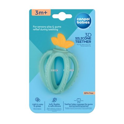 CANPOL BABIES Silikon-Sensor-Beißring 3D Erdbeertürkis