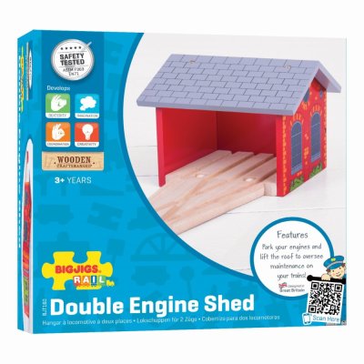 Bigjigs Rail Lokschuppen aus Ziegel für zwei Züge