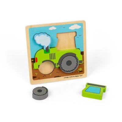 Bigjigs Toys Leseni vstavljalni puzzle Traktor