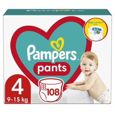 2x PAMPERS Pants Kalhotky plenkové jednorázové 4 (9-15 kg) 108 ks - MEGA PACK