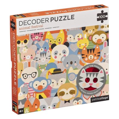 Petit Collage Puzzle animaux 100 pièces avec lunettes 3D