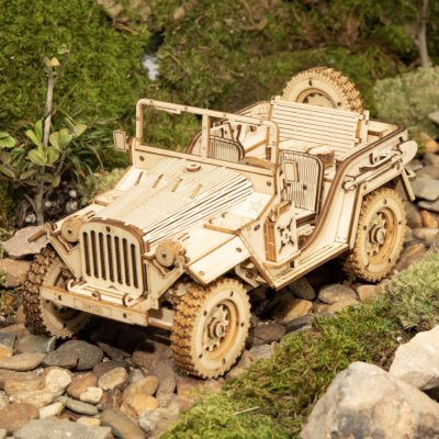 RoboTime 3D Drewniane puzzle model Wojskowy Jeep