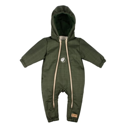 Monkey Mum® Softshell baby winteroverall met sherpa - Kaki jager - maat 62/68, 74/80