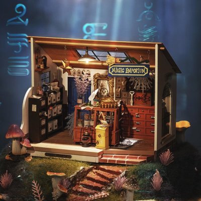 RoboTime Puzzle 3D din lemn Miniatură căsuță Magazin de magie