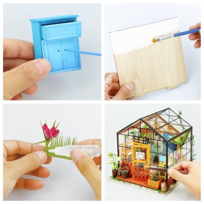 Puzzle 3D en bois RoboTime Miniature de maison Serre de fleurs
