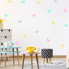 Αυτοκόλλητα δωματίου - Παιχνιδιάρικες πολύχρωμες πεταλούδες