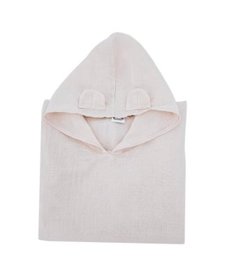EKO Poncho muślinowe z kapturem i uszkami Rose pink 75x120 cm