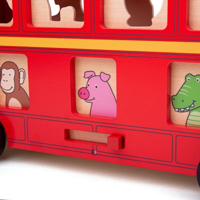 Bigjigs Toys Leseni avtobus z živalmi