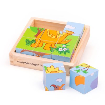 Bigjigs Toys Obrazkowe kostki kubusie Dinozaury 9 kostek