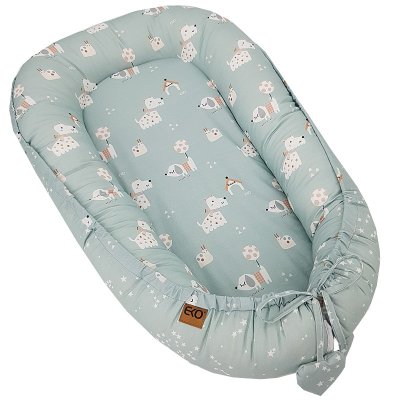 Nido EKO para bebé de algodón reversible Dogs Stars Mint 90x60 cm