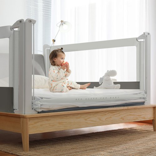 Zábrana na postel Monkey Mum® Popular - 180 cm - světle šedá