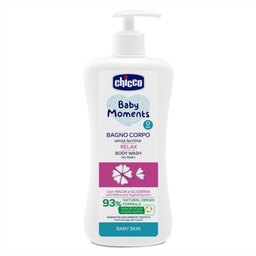 CHICCO šampon za tijelo s dozatorom Baby Moments Relax 93% prirodnih sastojaka 500 ml