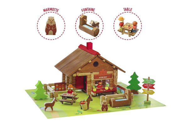Jeujura Set de construcție din lemn 150 piese Refugiul marmotelor