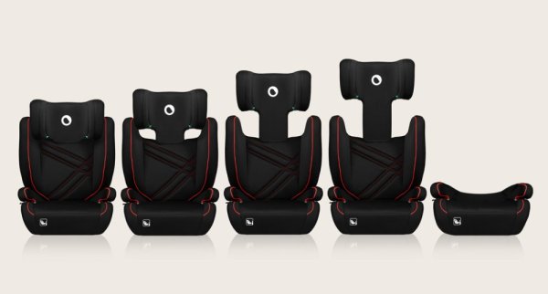 LIONELO Bilbarnstol Hugo i-Size (100-150 cm) Sporty Black Red