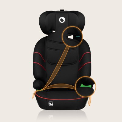 LIONELO Bilbarnstol Lars i-Size (100-150 cm) Sporty Black Red