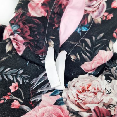 Vestido sweatshirt - flores pretas