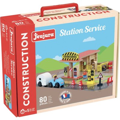 Jeujura Jeu de construction en bois 80 pièces Station-service