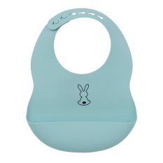 NATTOU Bavoir en silicone avec attache, bleu clair, sans BPA