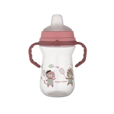 CANPOL BABIES Kubek silikonowy do picia FirstCup Bonjour Paris 250ml różowy