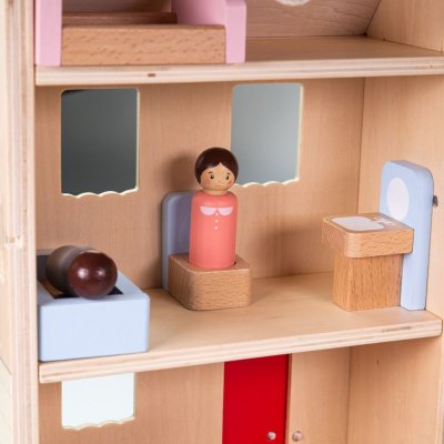 Bigjigs Toys Aufklappbares Puppenhaus mit Zubehör