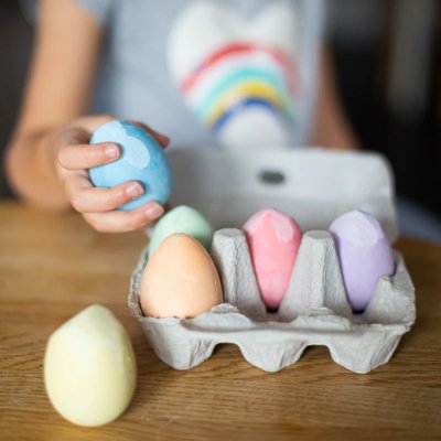 Bigjigs Toys Set med färgade äggformade kritor 6 st