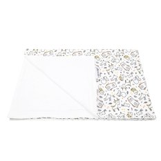 Kocyk podwójny cienki BIO ANIMALS Outlast® - białe zwierzątka/biały