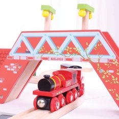 Bigjigs Rail Rote Lokomotive mit Tender + 3 Schienen