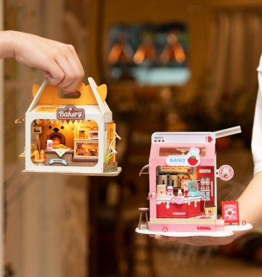Puzzle 3D en bois RoboTime Miniature de maison Pâtisserie des oursons
