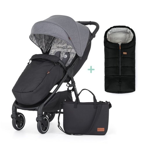 PETITE&MARS Carrinho esportivo Royal2 Preto Ultimate Cinza + Bolsa PETITE&MARS Jibot FREE