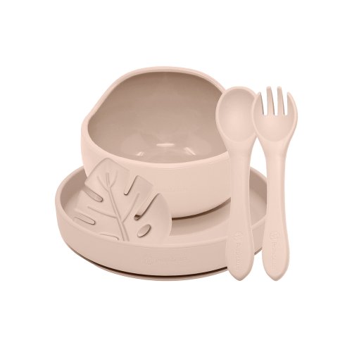 PETITE&MARS TAKE&MATCH juego de comedor silicona 4 pzs Desert Sand 6m+