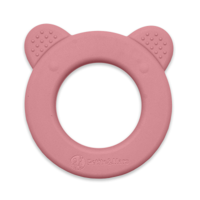 PETITE&MARS Massaggiagengive in silicone con sonaglio Beary Dusty Rose 0m+