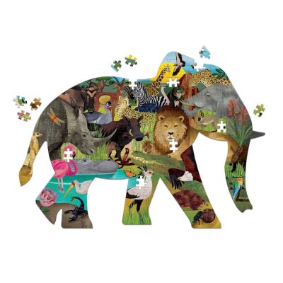 Mudpuppy Puzzle Safari Africano a forma di elefante 300 pezzi