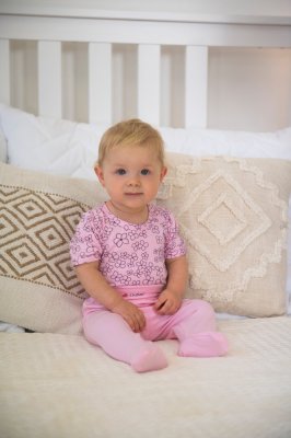 Body cienkie T-shirt PRINT KR Outlast® - różowe baby kwiatki