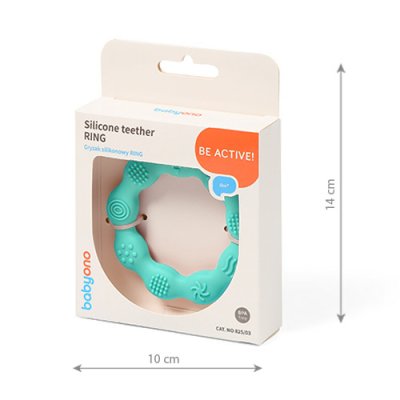 BABYONO Silicone teether Ring blue