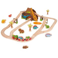 Bigjigs Rail Wooden Train Set Dinosaurs
