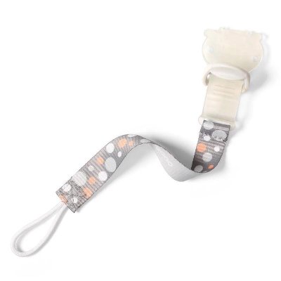 BABYONO Schnullerclip grau/orange 0m+