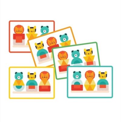 Petit Collage Lesene zložljive sestavljanke lev, tiger in medved