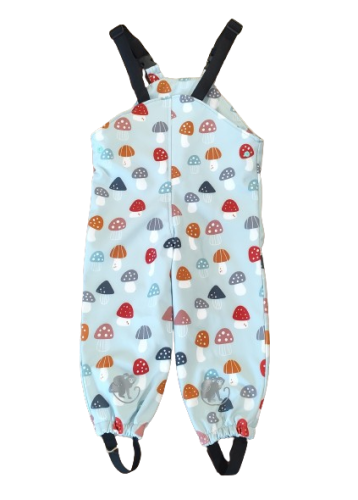 Monkey Mum® Softshell bib pants with membrane - Colourful Mushrooms