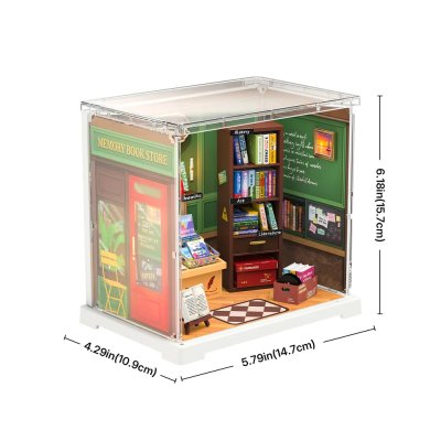 RoboTime Puzzle 3D de madera Miniatura de casa mini Librería