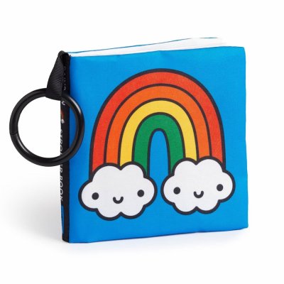 Mudpuppy Livro de pano para pendurar no carrinho Mundo do Arco-Íris