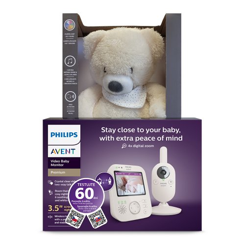 Philips AVENT Baby monitor βίντεο SCD891/26+NATTOU Πιπίλα 4 σε 1 Sleepy Bear Beige 0m+