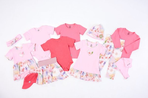 Body Kleid dünnes KR Set Outlast® - rosa Baby/hellrosa Blumen