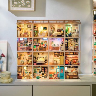 RoboTime 3D Holzpuzzle Miniatur Puppenhaus Gemütliches Esszimmer