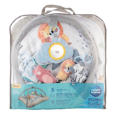 CANPOL BABIES Pluszowy kocyk edukacyjny z trapezem Safari 0m+