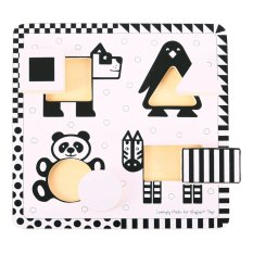 Bigjigs Toys Puzzle d'encastrement en bois formes noir et blanc 1