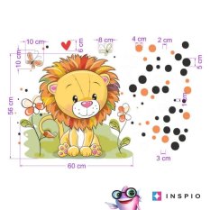Adesivo para quarto infantil - Leão com bolinhas