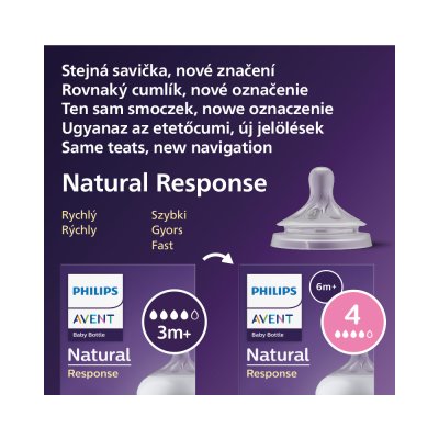 Philips AVENT Smoczek Natural Response 4 średni przepływ 3m+, 2 szt