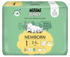 MUUMI Baby 1 Noworodek 2-5 kg (25 szt.), pieluszki ekologiczne